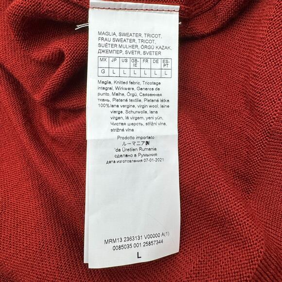 MARINA RINALDI Women's Large Rust Brown 100% New Wool Soft Knit Pullover Sweater - Picture 4 of 8